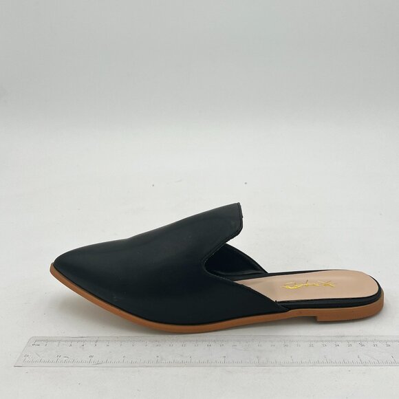 XYD Black Versatile Slip On Mules Loafers Pointed Toe Indoor Flats Slide Slipper - Picture 2 of 8